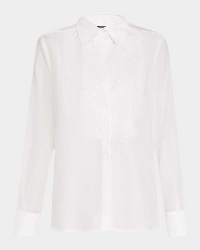 Embroidered Sequin Bib Shirt
